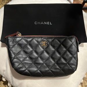 CHANEL Lambskin Zip Pouch